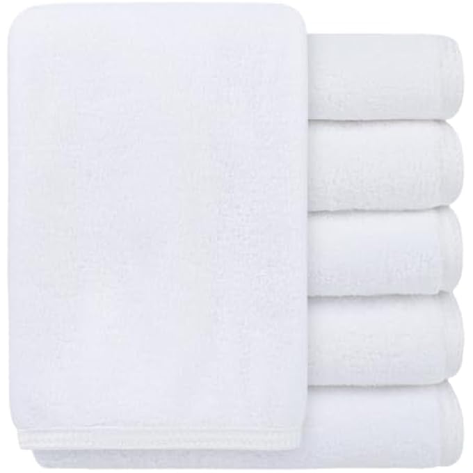 Sinland MICROFIBER FACE CLOTHS FOR BATH REUSABLE MAKEUP REMOVER CLOTH ULTRA SOFT AND ABSORBENT WASHCLOTHS FOR BABY 12INCH X 12INCH WHITE 6 PACK - Image 1